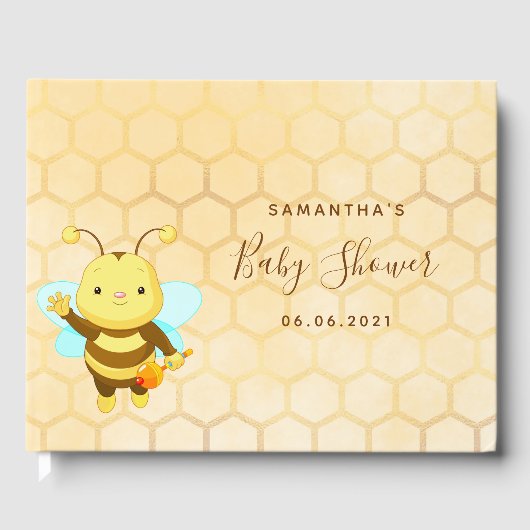 Baby shower schattige hommelhoningraat gastenboek (Voorkant)
