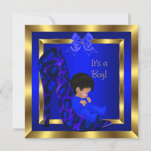 Baby Shower Schattige Jongen Koninklijk Blauwe Sch Kaart