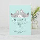 Baby shower schattige kattezegels kaart (Staand voorkant)