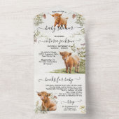 Baby shower schattige Koe All In One Uitnodiging (Binnen)