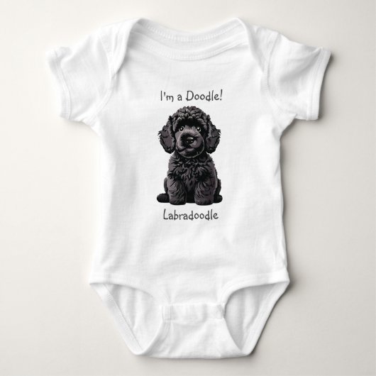 Baby shower Schattige Labradoodle Puppy - Ik ben e Romper (Voorkant)