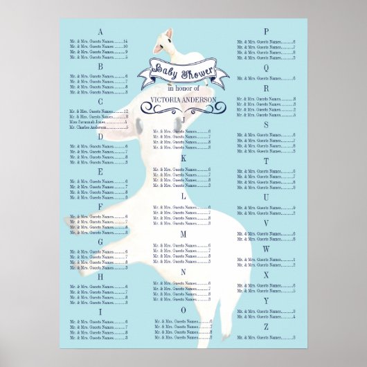 Baby shower Schattige Lamb Gast Zitkaarten Poster (Voorkant)