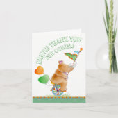 Baby shower schattige neushoorn waterverf dank u k bedankkaart (Voorkant)