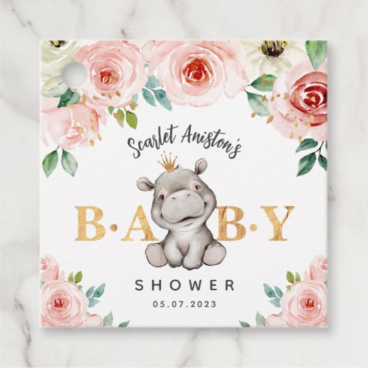 Baby shower Schattige nijlpaard dank u Bedankjes Labels (Voorkant)