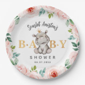 Baby shower Schattige nijlpaard Papieren Bordje (Voorkant)
