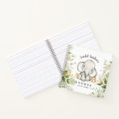 Baby shower Schattige Olifant Greenery Gastenboek Notitieboek (Binnen)