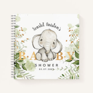 Baby shower Schattige Olifant Greenery Gastenboek Notitieboek