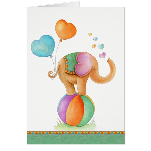 Baby shower schattige olifant waterverf (Voorkant)