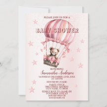 Baby shower Schattige Roze Teddybeer Hete Luchtbal