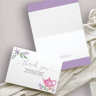 Baby shower Schattige roze theepot bedankje Bedankkaart