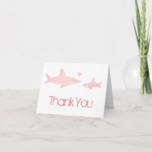 Baby shower Schattige Roze Witte Haai Bedankkaart