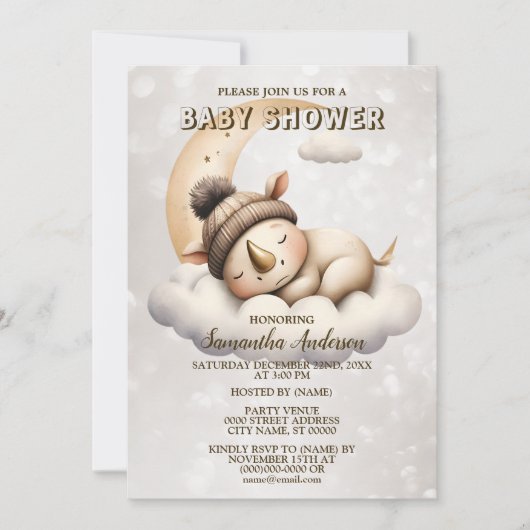 Baby shower Schattige Slapen Baby Dier Mooi Kaart (Voorkant)