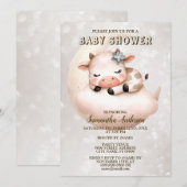 Baby shower Schattige Slapen Baby Kalf Dier Kaart (Voorkant / Achterkant)