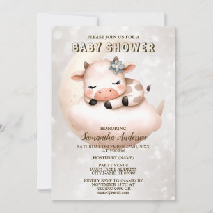 Baby shower Schattige Slapen Baby Kalf Dier Kaart