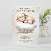 Baby shower Schattige Slapen Baby Lamsdier Kaart (Staand voorkant)