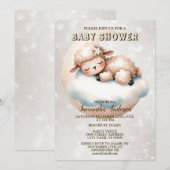 Baby shower Schattige Slapen Baby Lamsdier Kaart (Voorkant / Achterkant)