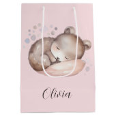 Baby shower, schattige slapende teddybeer medium cadeauzakje (Achterkant)