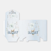 Baby shower Schattige Teddybeer Blauw Bloemen Mooi Bedankdoosjes (Uitgevouwen)