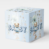 Baby shower Schattige Teddybeer Blauw Bloemen Mooi Bedankdoosjes (Voorkant Zijde)