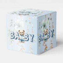 Baby shower Schattige Teddybeer Blauw Bloemen Mooi