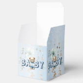 Baby shower Schattige Teddybeer Blauw Bloemen Mooi Bedankdoosjes (Geopend)