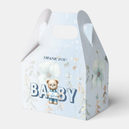Baby Shower Schattige Teddybeer Blauwe Bloemen Moo Bedankdoosjes