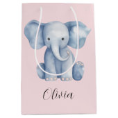 Baby shower schattige waterverf blauwe olifant medium cadeauzakje (Voorkant)