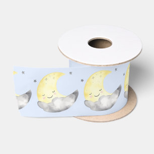 Baby shower, schattige waterverf slaapmaan satijnen lint