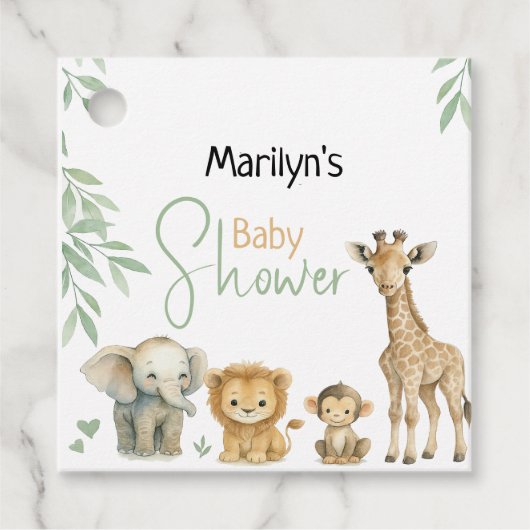 Baby shower Schattigee babydieren Bedankjes Labels (Voorkant)