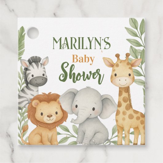 Baby shower Schattigee babydieren Bedankjes Labels (Voorkant)