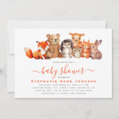 Baby shower Schattigee bosdieren Waterverf rood Kaart (Voorkant)