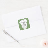 Baby shower - Schattigee groene stippen Vierkante Sticker (Envelop)