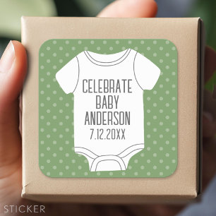Baby shower - Schattigee groene stippen Vierkante Sticker