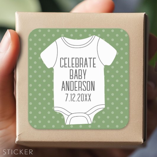 Baby shower - Schattigee groene stippen Vierkante Sticker