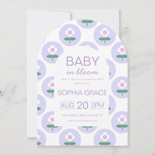 Baby shower Schattigee Paarse Roze Daisy Flower Kaart (Voorkant)