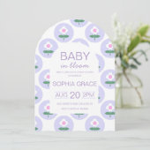 Baby shower Schattigee Paarse Roze Daisy Flower Kaart (Staand voorkant)