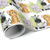 Baby shower Schattigee Safari Oerwoud Dieren Cadeaupapier (Rol Hoek)