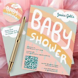 BABY SHOWER Schattigee Wolken Rainbow Aangepaste Q Uitnodiging Briefkaart