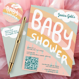 BABY SHOWER Schattigee Wolken Rainbow Aangepaste Q Uitnodiging Briefkaart
