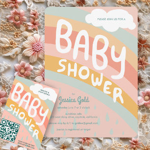 BABY SHOWER Schattigee Wolken Rainbow Rain Custom Kaart