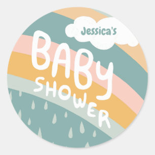 BABY SHOWER Schattigee Wolken Rainbow Rain Custom Ronde Sticker