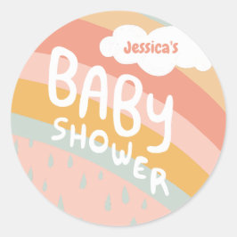 BABY SHOWER Schattigee Wolken Rainbow Rain Custom Ronde Sticker