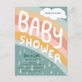 BABY SHOWER Schattigee Wolken Rainbow Rain Custom Uitnodiging Briefkaart (Voorkant)