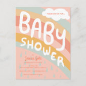 BABY SHOWER Schattigee Wolken Rainbow Rain Custom Uitnodiging Briefkaart (Voorkant)