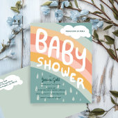 BABY SHOWER Schattigee Wolken Rainbow Rain Custom Uitnodiging Briefkaart