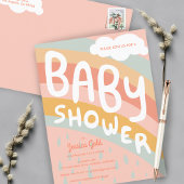 BABY SHOWER Schattigee Wolken Rainbow Rain Custom Uitnodiging Briefkaart