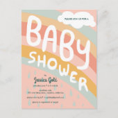 BABY SHOWER Schattigee Wolken Rainbow Rain Custom Uitnodiging Briefkaart (Voorkant)
