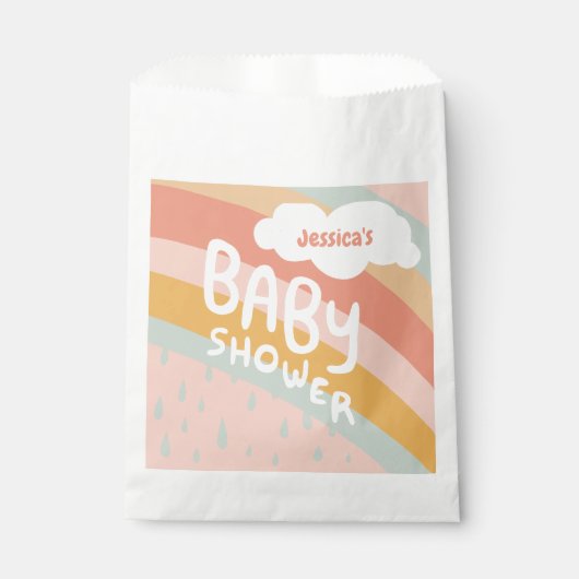 BABY SHOWER Schattigee Wolken Regenboog Regen CUST Bedankzakje (Voorkant)