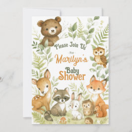 Baby shower Schattigee Woodland Baby Animals Kaart