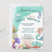 Baby shower Schattigee zeemeermin onder het Zee Kaart (Voorkant)